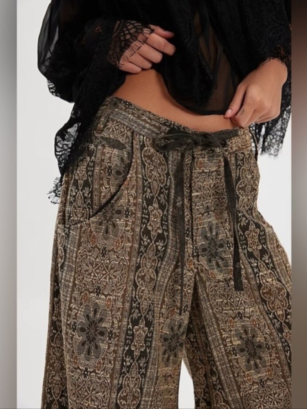 Free People Dahlia Print Wide Leg Pants Size 12 - Picture 3 of 11